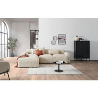 ECKSOFA in Cord Beige  - Beige/Schwarz, Design, Kunststoff/Textil (196/303cm) - Livetastic