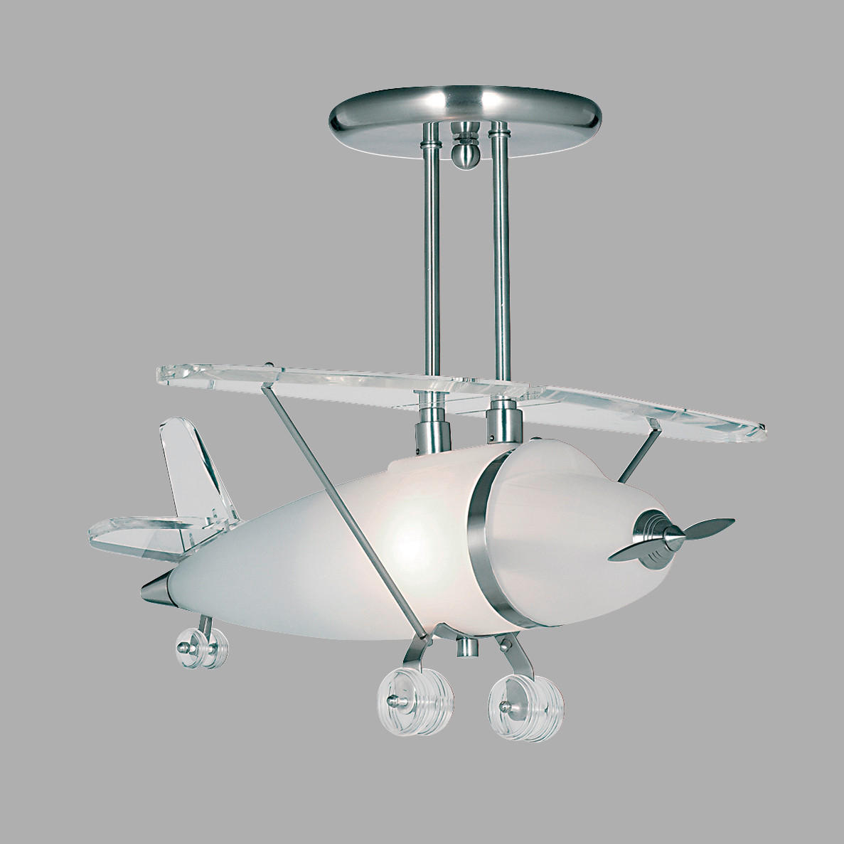 OTROŠKA VISEČA SVETILKA  NOVELTY AIRPLANE 737 60 W///220-240 V/ - srebrne barve, Trend, kovina/umetna masa (49/47/39cm)