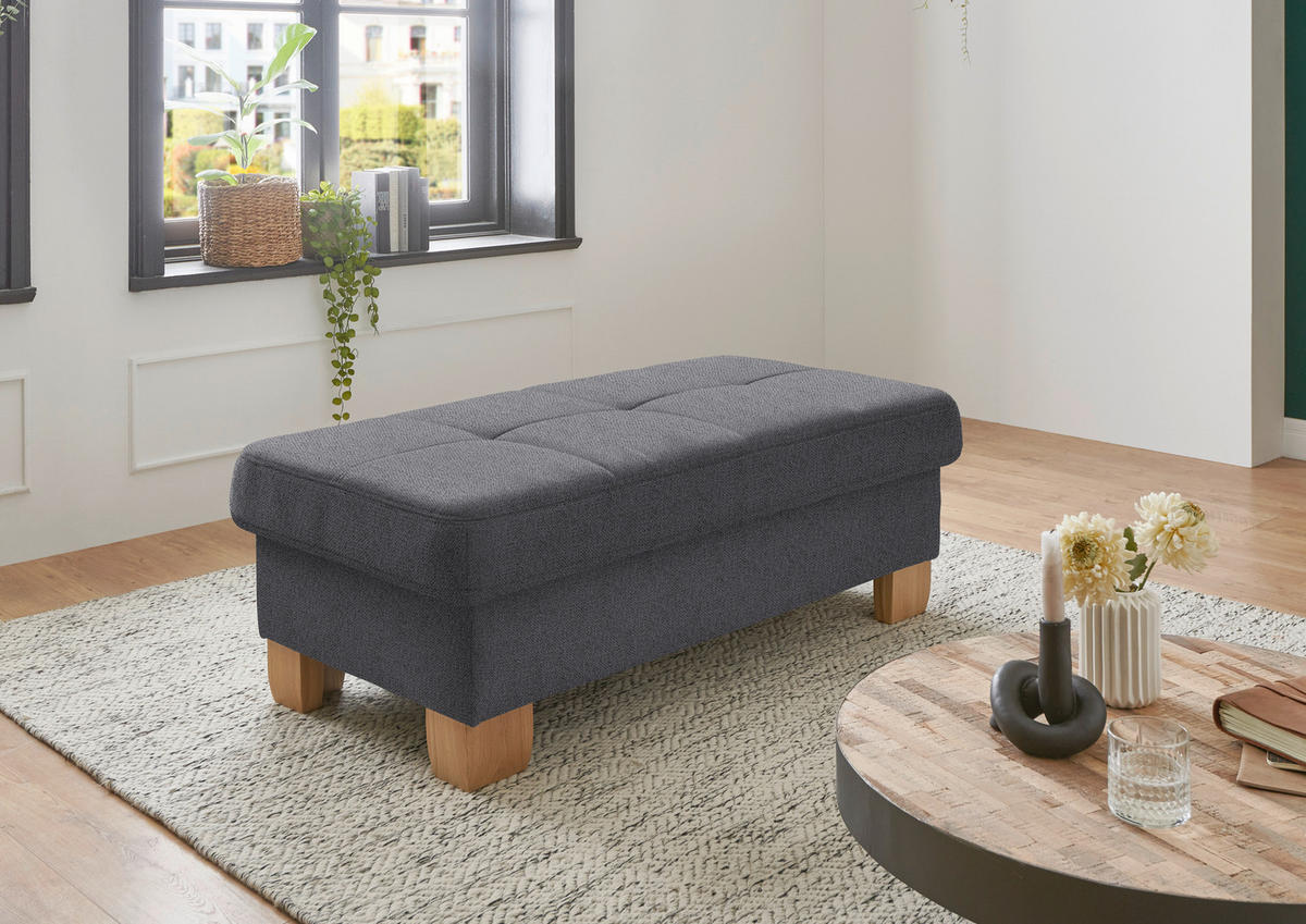 ECKSOFA in Flachgewebe Grau  - Wildeiche/Grau, Natur, Holz/Textil (243/301cm) - Voleo
