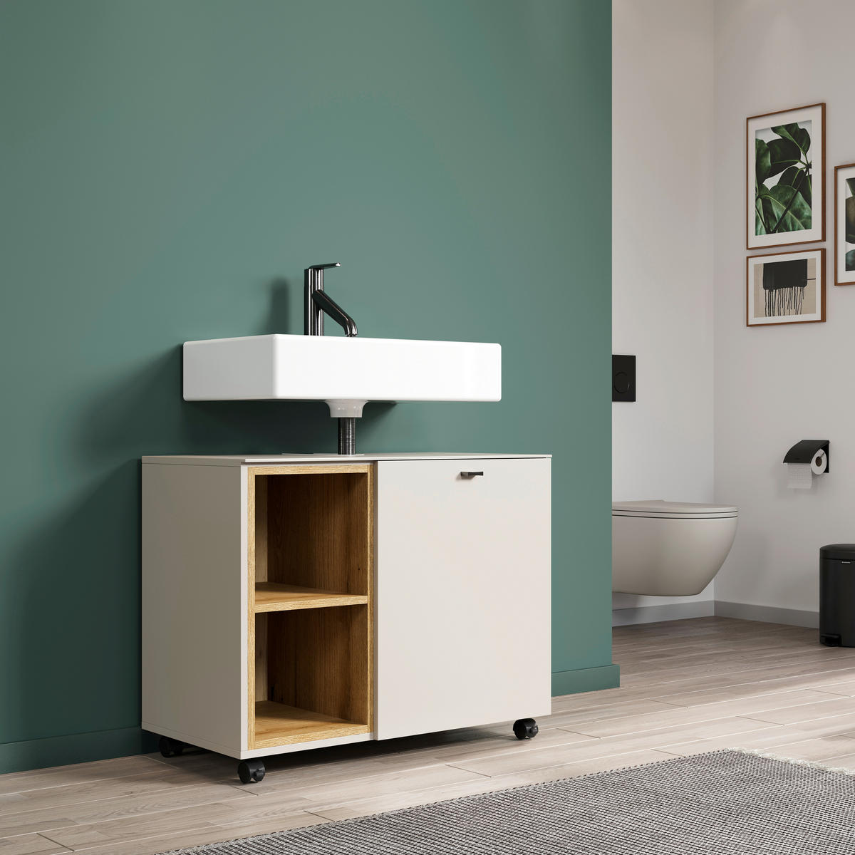 WASCHBECKENUNTERSCHRANK 80/64/42 cm  - Kaschmir/Schwarz, Trend, Holzwerkstoff/Kunststoff (80/64/42cm) - MID.YOU