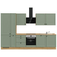 KÜCHENLEERBLOCK 330 cm   in Grün, Eichefarben  - Eichefarben/Schwarz, MODERN, Holzwerkstoff/Metall (330cm) - Nobilia