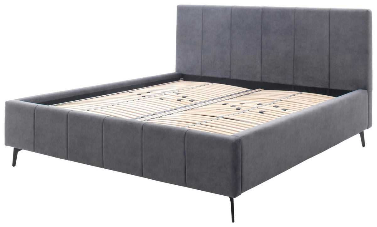 POLSTERBETT 160/200 cm  in Anthrazit  - Birkefarben/Anthrazit, Konventionell, Holz/Textil (160/200cm) - Boxxx