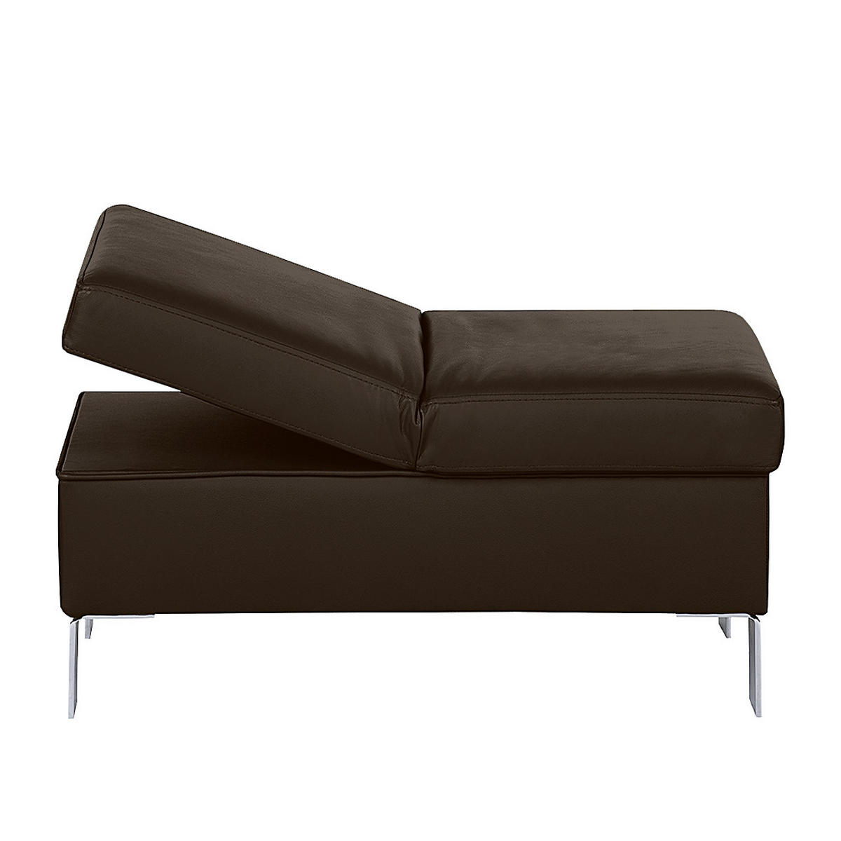 HOCKER in Leder Dunkelbraun  - Chromfarben/Dunkelbraun, Design, Leder/Metall (91/44/57cm) - Livetastic