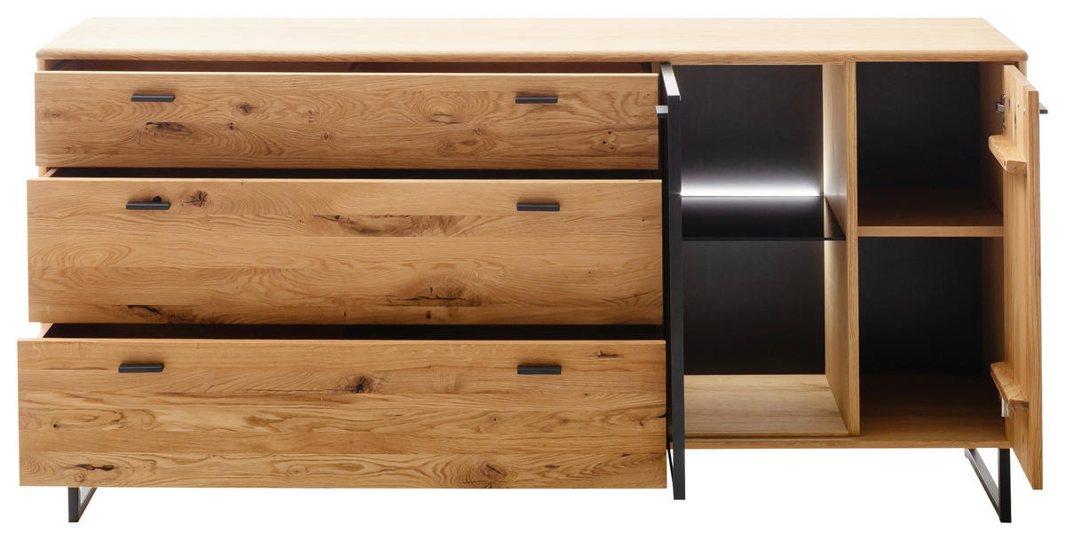 SIDEBOARD 179/85/44 cm  in Wildeiche  - Wildeiche/Anthrazit, Design, Glas/Holz (179/85/44cm) - MID.YOU