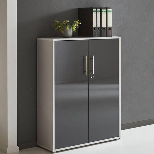 AKTENSCHRANK 84,5/114/33 cm  - Anthrazit Hochglanz/Grau, MODERN, Holzwerkstoff (84,5/114/33cm) - MID.YOU