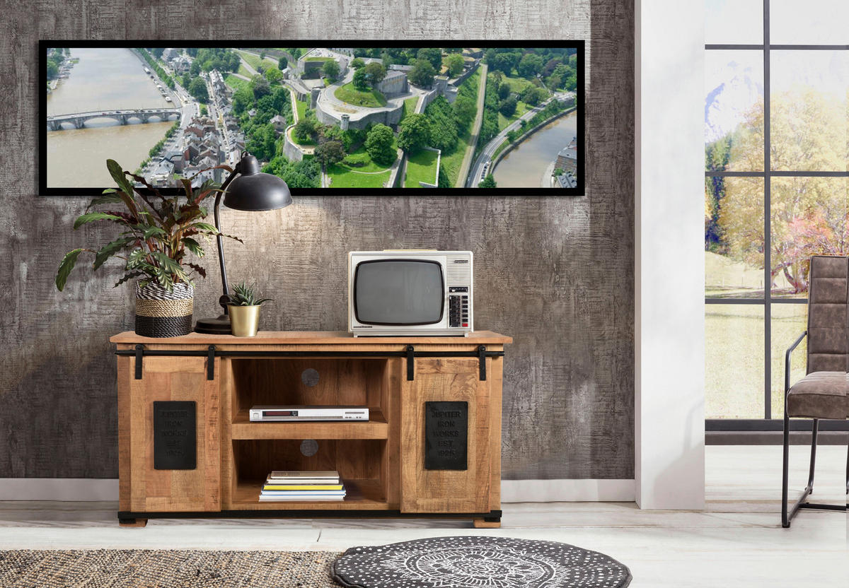 LOWBOARD  130/63/40 cm   - Schwarz/Naturfarben, Design, Holz/Metall (130/63/40cm) - MID.YOU