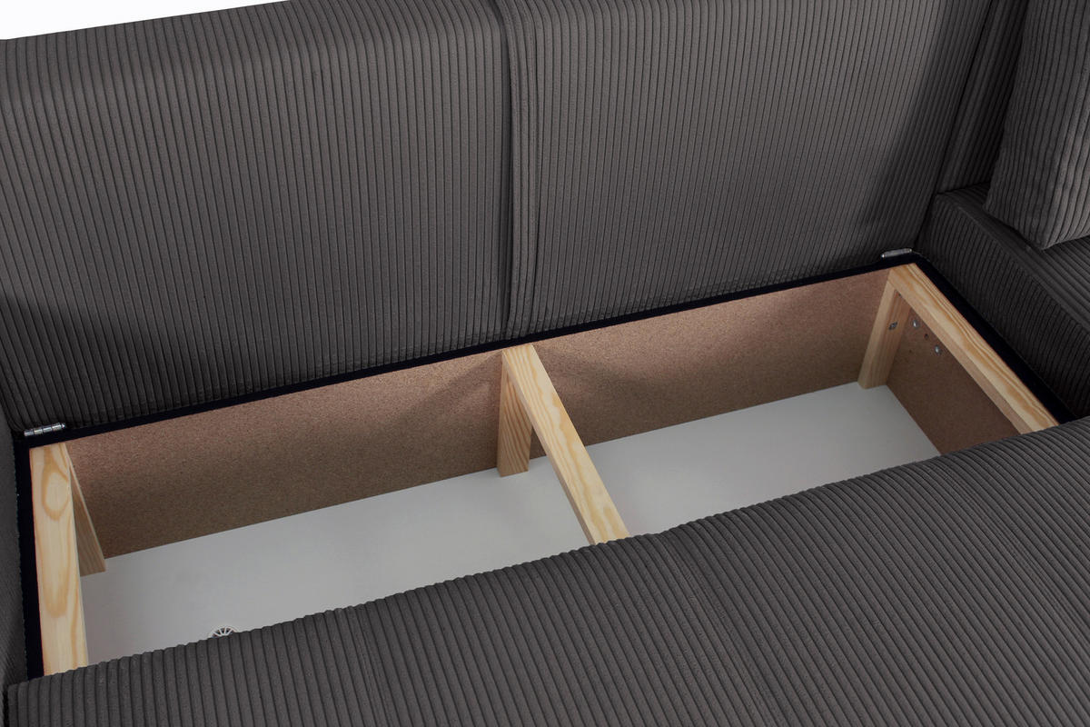 ECKSCHLAFSOFA  mit Cord Schieferfarben  - Schieferfarben/Schwarz, KONVENTIONELL, Textil (248/146cm) - Xora