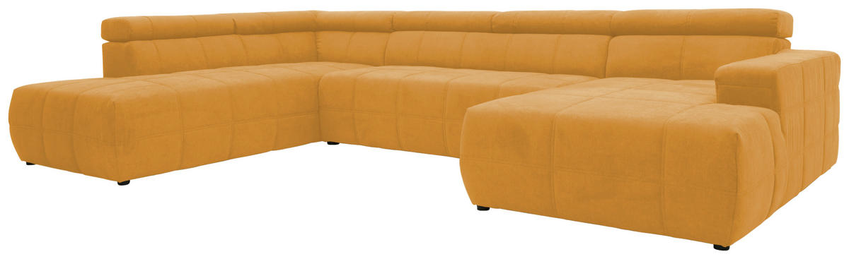 WOHNLANDSCHAFT in Mikrofaser Orange  - Schwarz/Orange, Design, Kunststoff/Textil (228/359/175cm) - MID.YOU