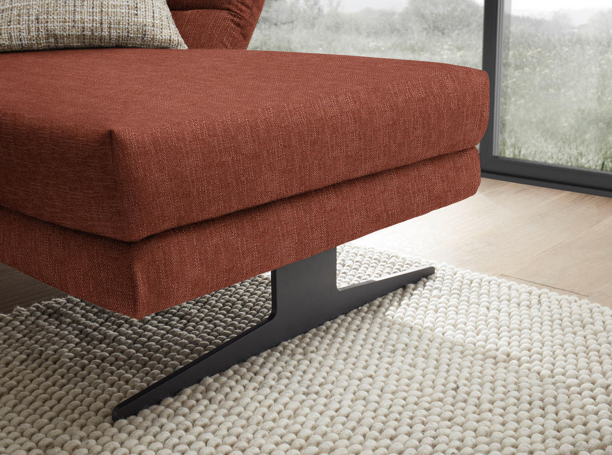 ECKSOFA in Flachgewebe Rostfarben  - Rostfarben/Schwarz, Design, Textil/Metall (279-327/176-217cm) - Dieter Knoll