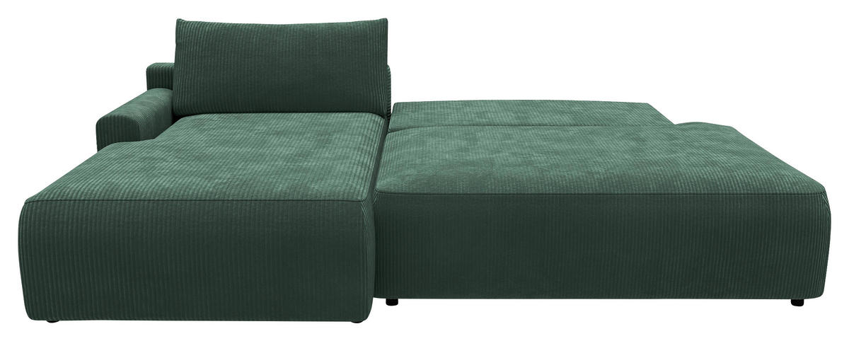 ECKSCHLAFSOFA in Cord Dunkelgrün  - Dunkelgrün/Schwarz, Modern, Kunststoff/Textil (167/253cm) - Trendmanufaktur