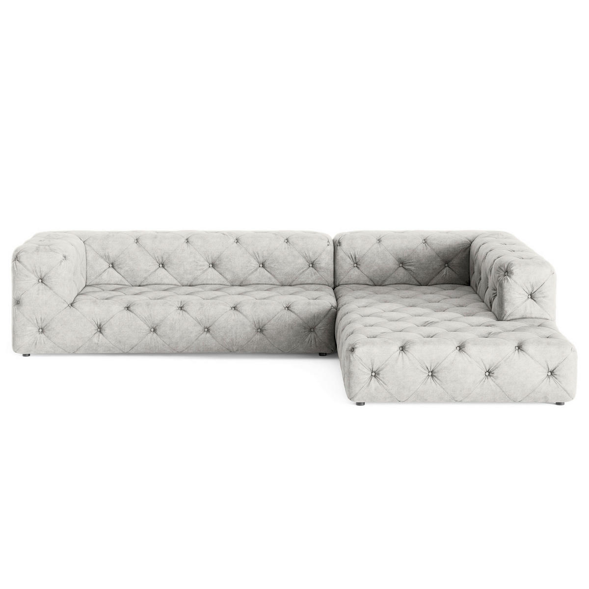 ECKSOFA Mikrofaser Hellgrau  - Hellgrau/Schwarz, Design, Kunststoff/Textil (325/228cm) - P & B