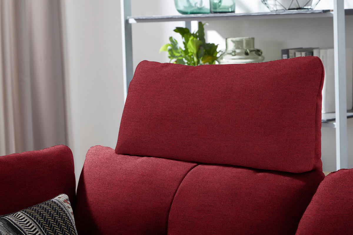 ECKSOFA in Flachgewebe Bordeaux  344/157 cm  - Bordeaux/Schwarz, Design, Textil/Metall (344/157cm) - Chilliano
