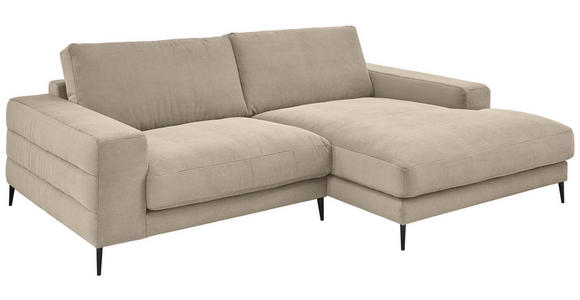 ECKSOFA in Feincord Sandfarben  - Sandfarben/Schwarz, Design, Textil/Metall (253/177cm) - Dieter Knoll