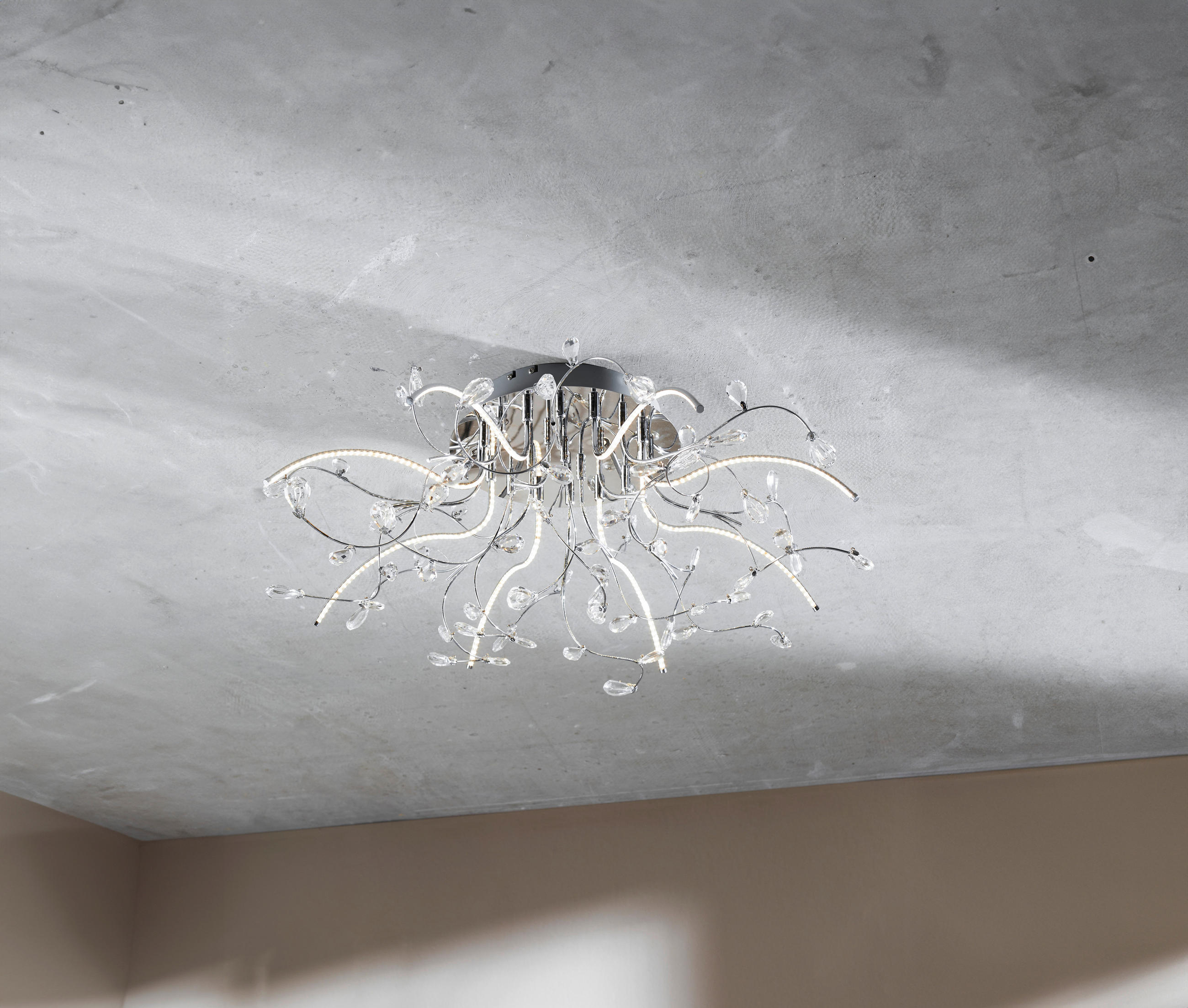 LED-DECKENLEUCHTE 77 cm - Chromfarben, Design, Kunststoff/Metall (77cm) - Hell