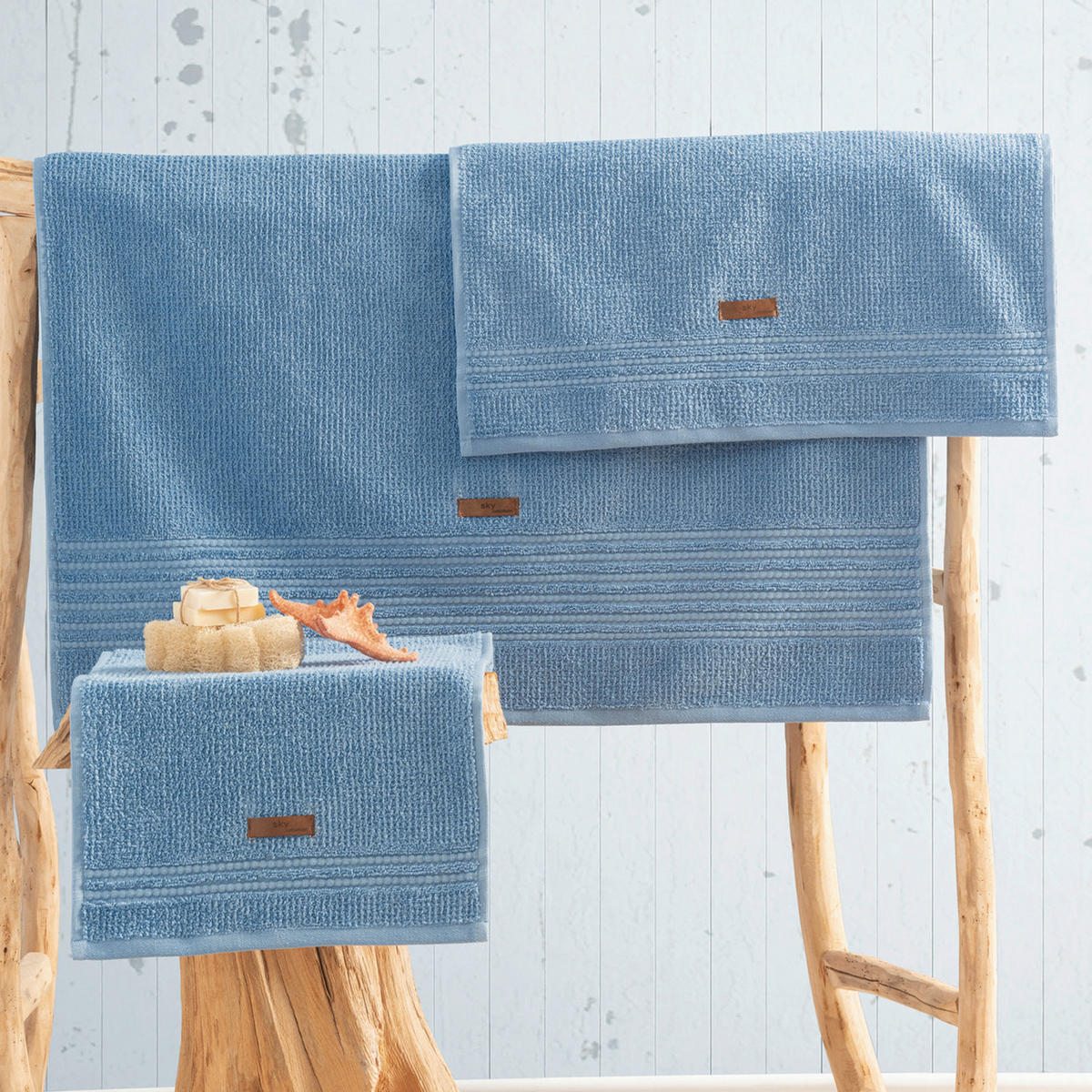 FROTTIERSET Pastellblau 3-teilig  - Pastellblau, Basics, Textil (75/150cm)