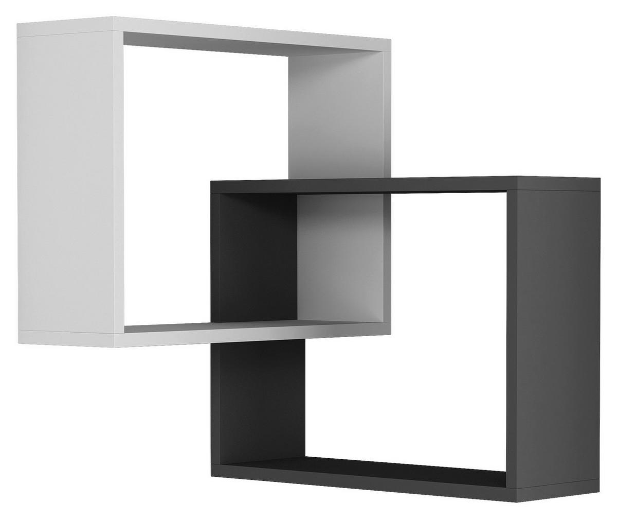 WANDBOARD60/68/20 cm Anthrazit, Weiss  - Weiss/Anthrazit, Design, Holzwerkstoff (60/68/20cm) - Livetastic