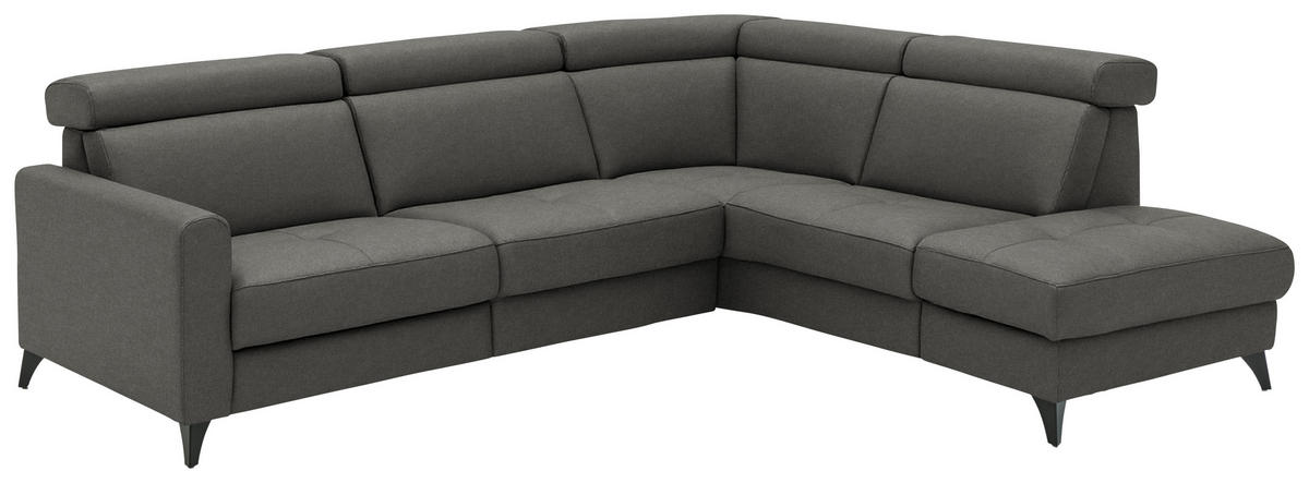 ECKSOFA Flachgewebe Anthrazit  - Anthrazit/Schwarz, Konventionell, Textil/Metall (276/214cm) - Beldomo System