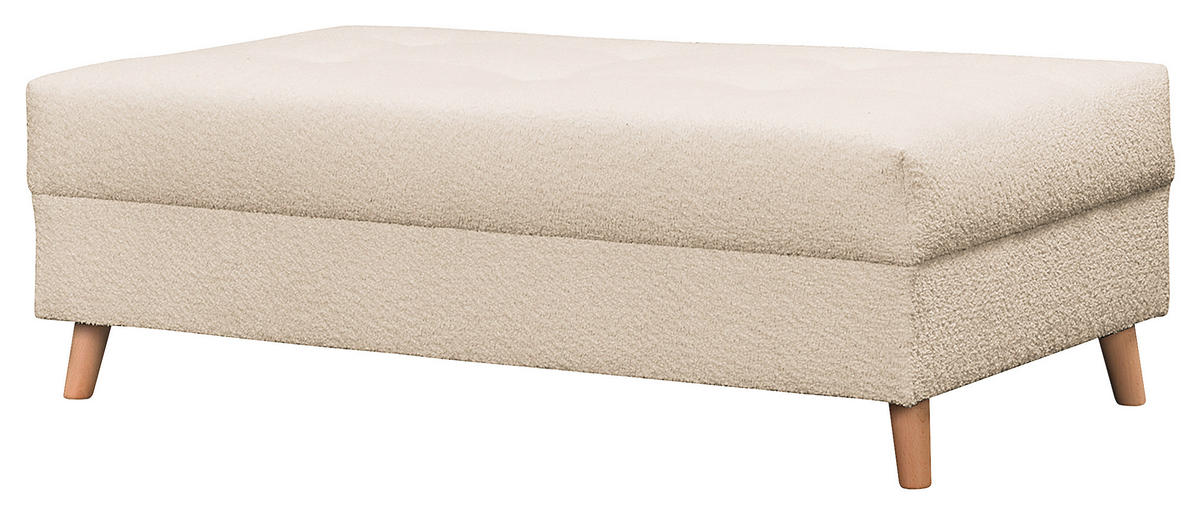ECKSOFA inkl. Hocker Ariella Weiß Bouclé  - Naturfarben/Weiß, Design, Holz/Textil (161/231cm) - Livetastic