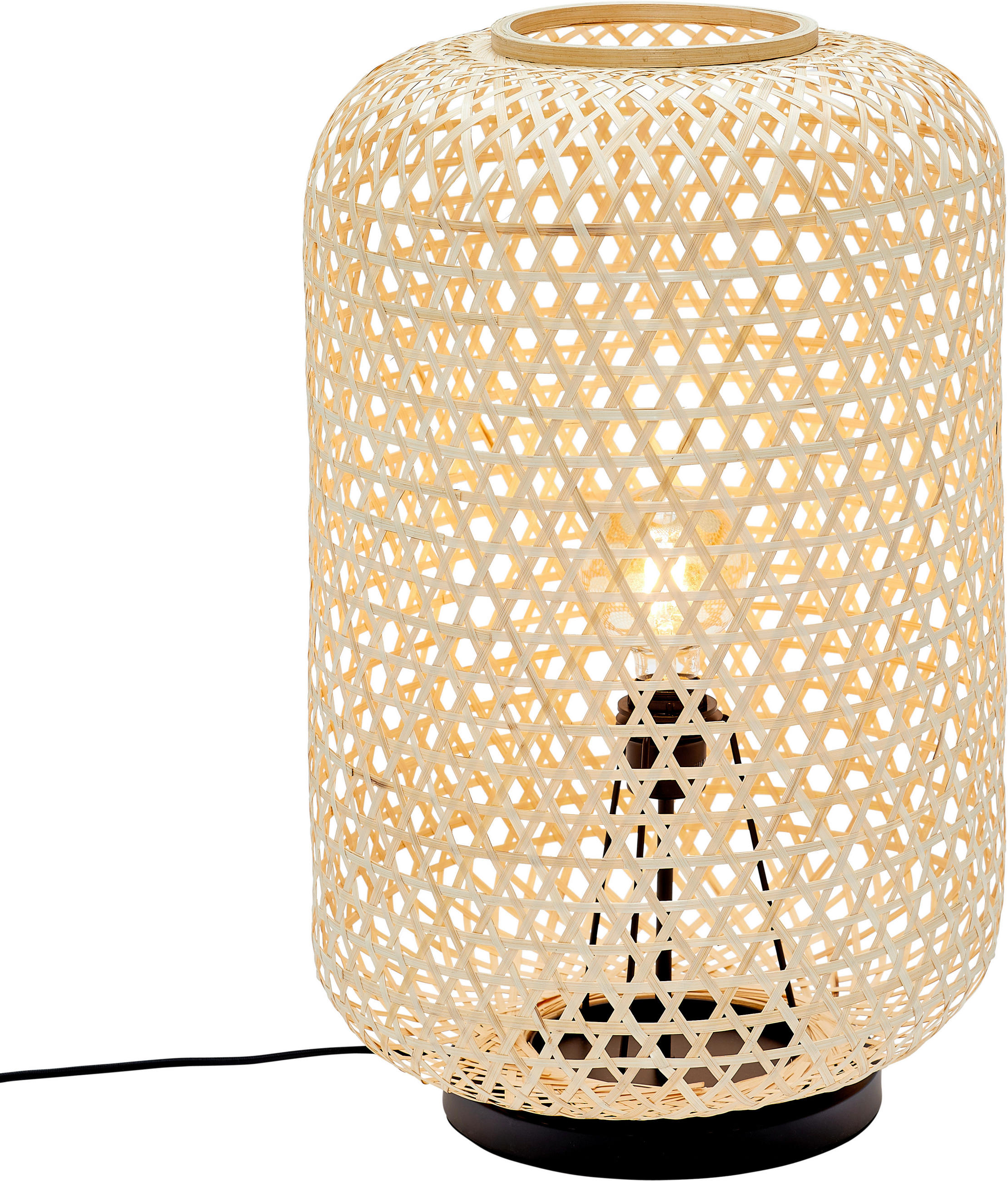 TISCHLEUCHTE Calla 40/62,5 cm  - Beige/Schwarz, Natur, Holzwerkstoff/Metall (40/62,5cm) - Schöner Wohnen