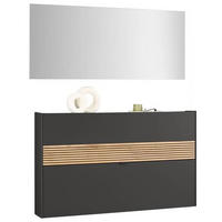 GARDEROBE 2-teilig  in 140/200/18 cm  - Eichefarben/Graphitfarben, Design, Glas/Holzwerkstoff (140/200/18cm) - Voleo