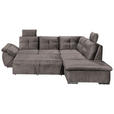 ECKSOFA Graubraun Mikrovelours  - Graubraun/Schwarz, KONVENTIONELL, Kunststoff/Textil (265/217cm) - Carryhome