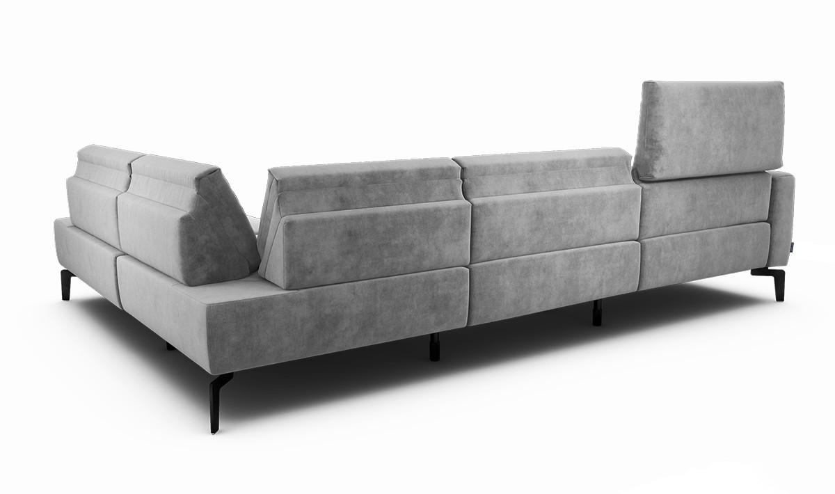 ECKSOFA Cosy Hellgrau Samt  - Hellgrau/Schwarz, Design, Textil/Metall (296/213cm) - SENSOO