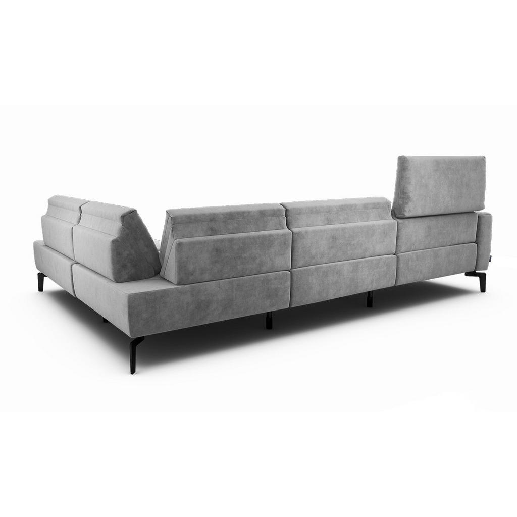 Thumbnail - Sensoo Ecksofa Cosy, Hellgrau, Textil, 5-Sitzer, Ottomane rechts, L-Form, 296x213 cm, Stoffauswahl, Armteil links, recht...
