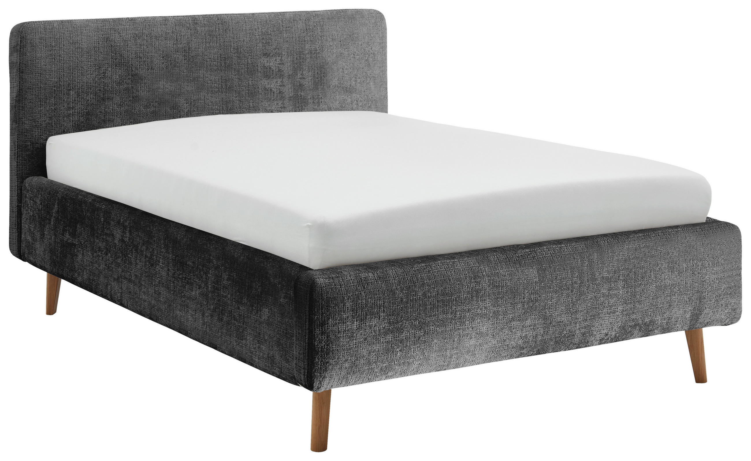 POLSTERBETT 140/200 cm, inkl. Lattenrost, Bettkasten,  in Anthrazit  - Eichefarben/Anthrazit, Design, Holz/Textil (140/200cm) - Xora