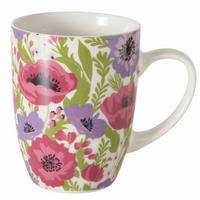 HRNEK NA KÁVU  - pink/světle zelená, Basics, keramika (8/8/10,3cm)