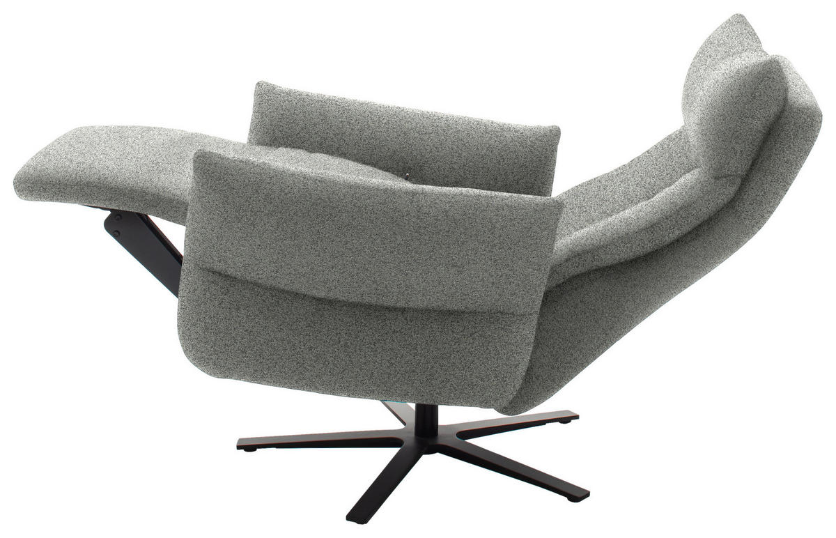 FERNSEHSESSEL  mit Relaxfunktion Chenille Hellgrau  - Hellgrau/Schwarz, Design, Textil/Metall (74/115/85cm) - Schöner Wohnen