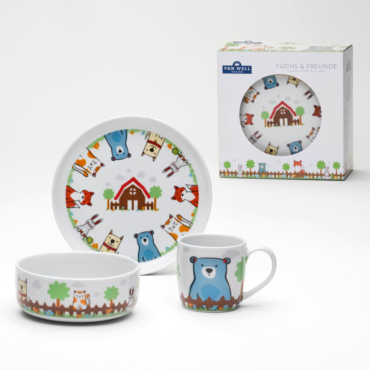 KINDERGESCHIRRSET 3-teilig  - Multicolor, KONVENTIONELL, Keramik (10/25,5/22,2cm) - Van Well