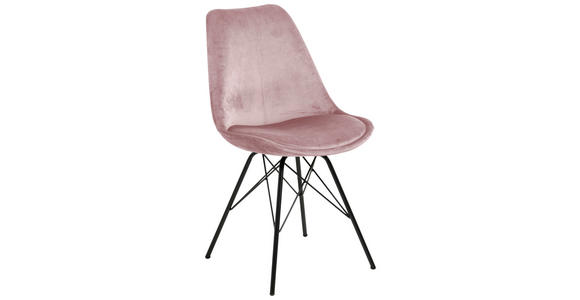 STUHL   Samt  Altrosa  - Schwarz/Altrosa, Trend, Textil/Metall (48,5/85,5/54cm) - Carryhome