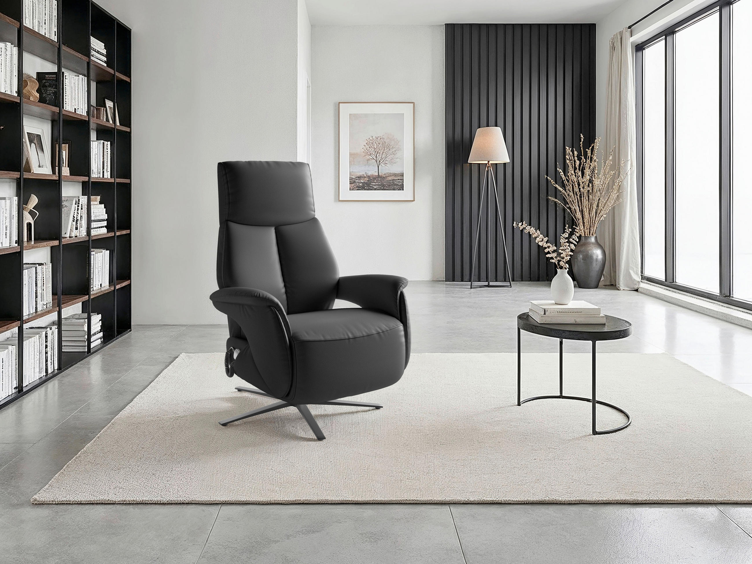 RELAXSESSEL Leder Schwarz  - Schwarz, Basics, Leder/Metall (75/110/85cm) - Sit & More