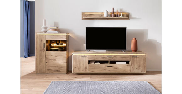 HIGHBOARD  90/124/38 cm  - Eichefarben/Anthrazit, KONVENTIONELL, Glas/Holzwerkstoff (90/124/38cm) - Cantus