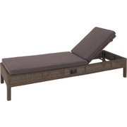 GARTENLIEGE - Goldfarben/Braun, Design, Kunststoff/Textil (198/33/67cm) - Ambia Garden