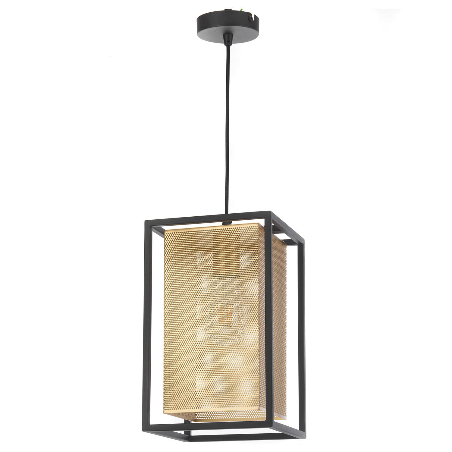 XXXLutz Hängeleuchte Schwarz, Gold 20x110x20 cm