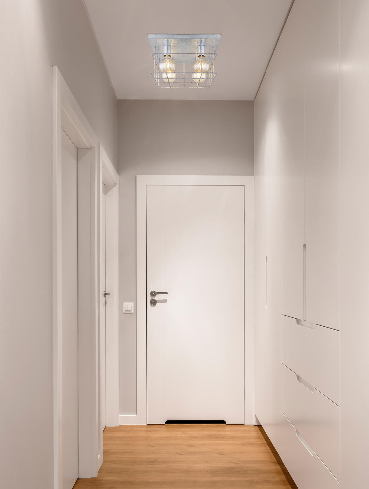 DECKENLEUCHTE    40/40/26 cm  - Zinkfarben, Design, Metall (40/40/26cm) - Globo