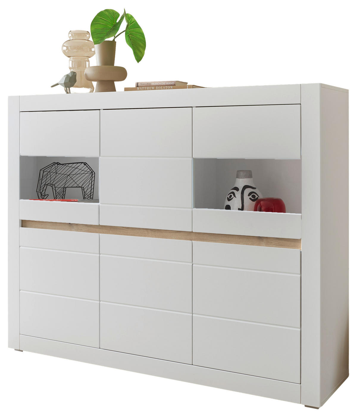 HIGHBOARD , 165/132/42 cm,  - Eichefarben/Silberfarben, Design, Holzwerkstoff/Kunststoff (165/132/42cm) - MID.YOU