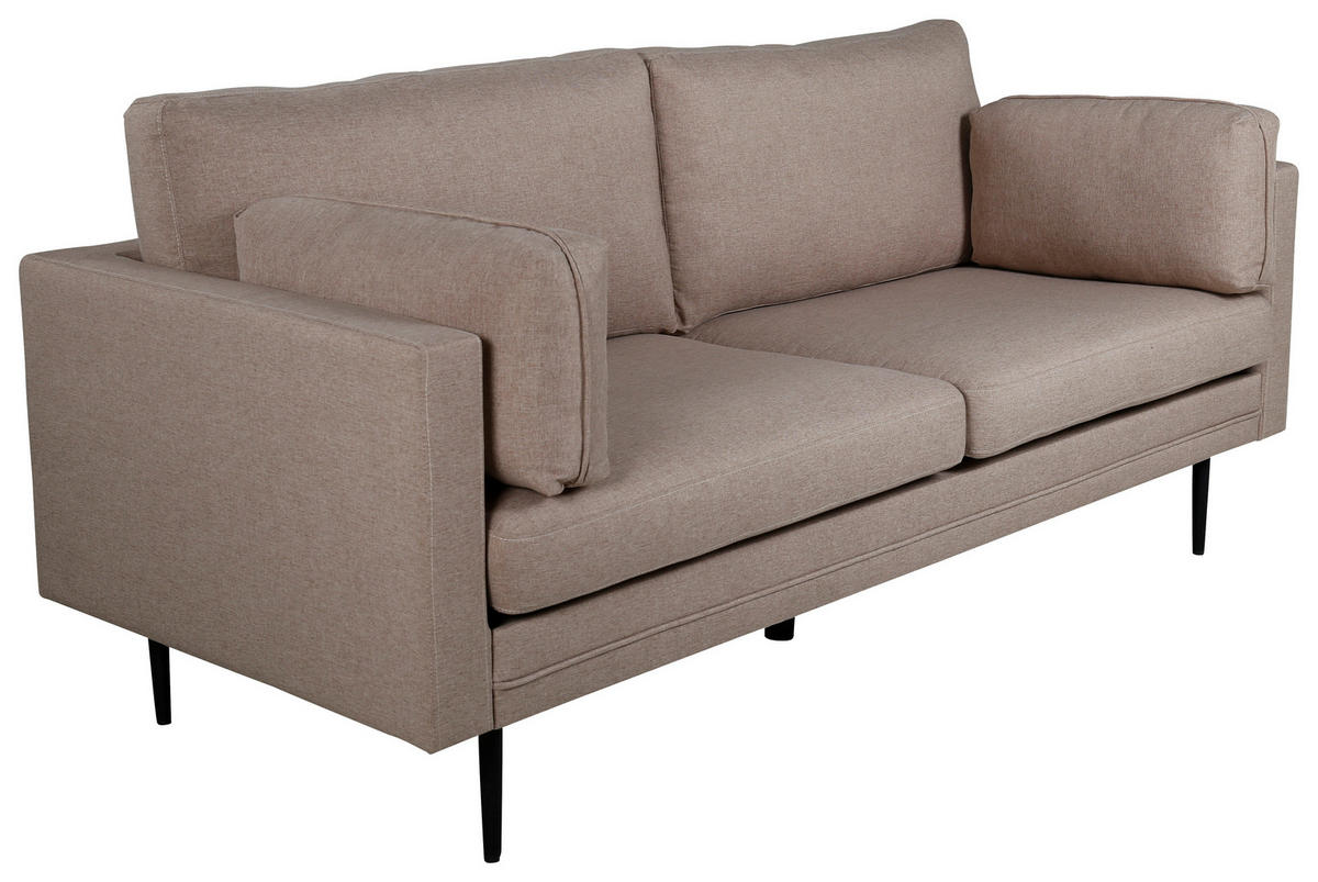 2-SITS SOFFA i metall, textil svart, ljusbrun  - brun/ljusbrun, Design, metall/textil (203/84/90cm) - Livetastic