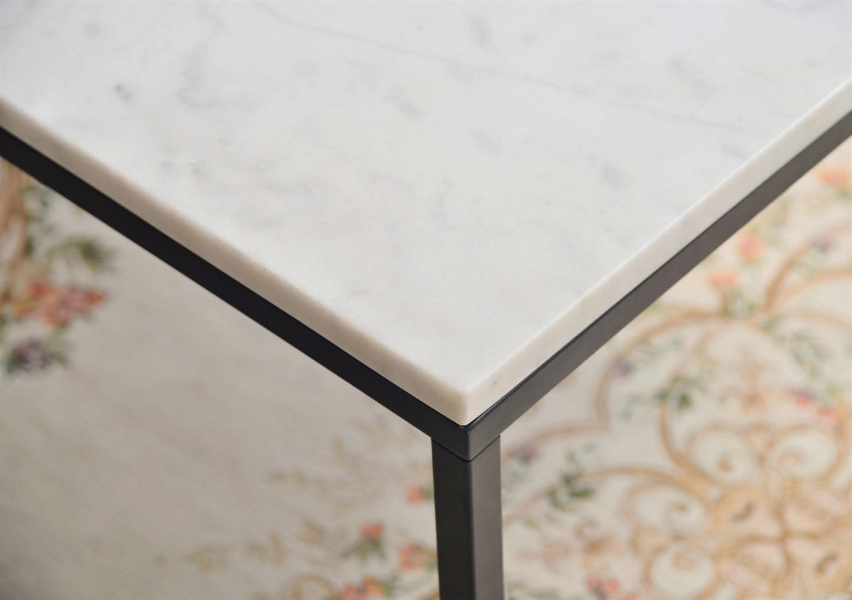 COUCHTISCH 75/75/48 cm quadratisch Schwarz, Weiß  - Schwarz/Weiß, Design, Stein/Metall (75/75/48cm) - MID.YOU