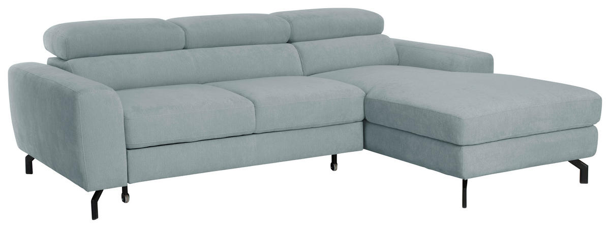 ECKSOFA Chenille Blaugrau  - Blaugrau/Schwarz, Design, Textil/Metall (226/177cm) - Livetastic