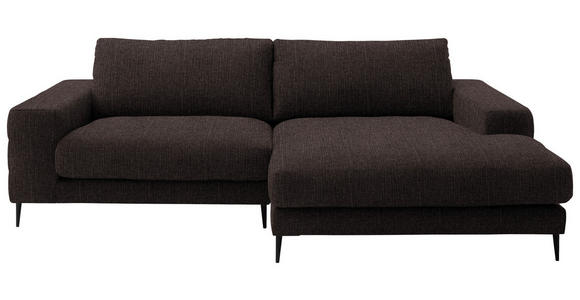 ECKSOFA  in Flachgewebe Mokka  253/177 cm  - Schwarz/Mokka, Design, Textil/Metall (253/177cm) - Dieter Knoll