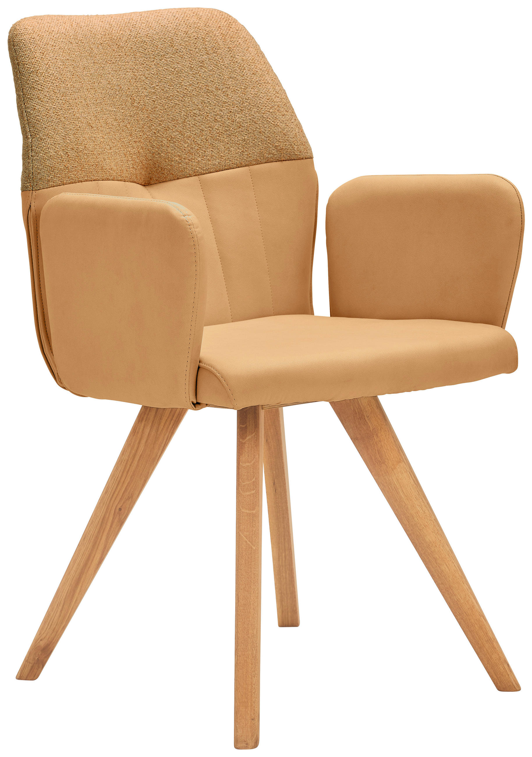 ARMLEHNSTUHL  in Lederlook, Webstoff  - Currygelb/Eichefarben, Konventionell, Holz/Textil (57/87/63cm) - Valdera