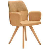 ARMLEHNSTUHL  in Lederlook, Webstoff  - Currygelb/Eichefarben, Konventionell, Holz/Textil (57/87/63cm) - Valdera