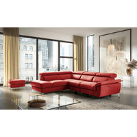 ECKSOFA  in Lederlook Echtleder Rot  210/265 cm  - Chromfarben/Rot, Design, Leder/Textil (210/265cm) - Livetastic