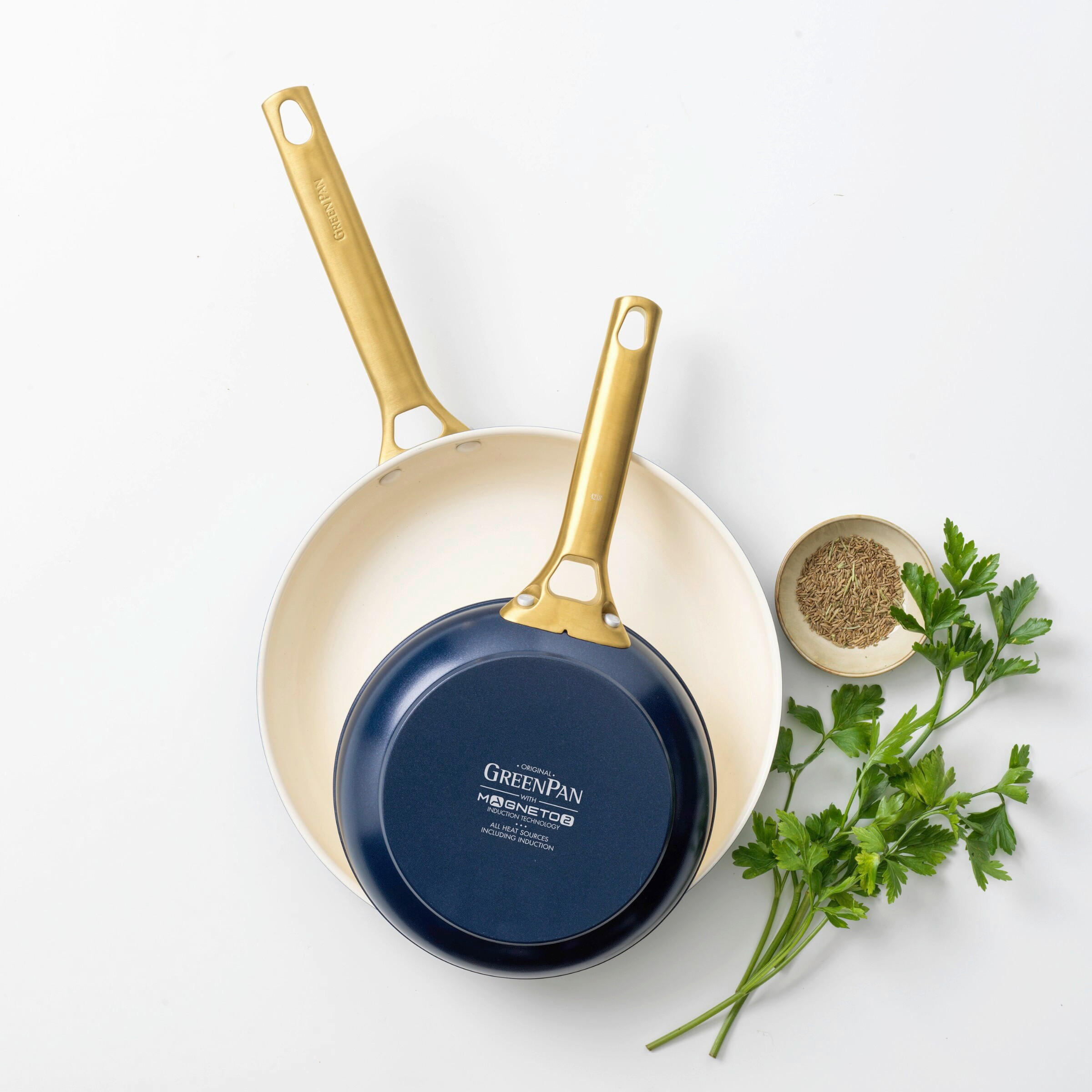 PFANNENSET Padova Reserve Aluminium, Edelstahl 2-teilig  - Goldfarben/Weiß, Basics, Metall (20cm//26cmcm)
