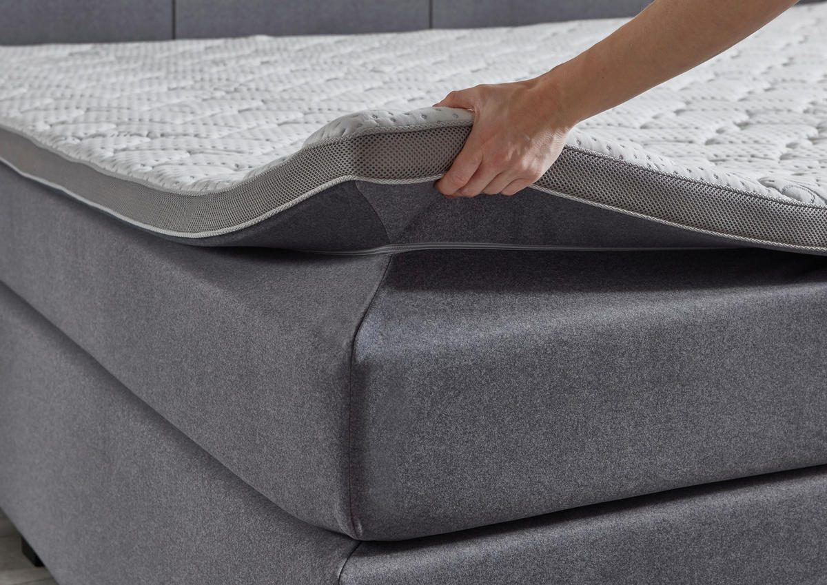 FAMILIENBOXSPRINGBETT 240/200 cm  in Grau  - Chromfarben/Grau, KONVENTIONELL, Holz/Kunststoff (240/200cm) - Boxxx