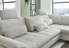 ECKSOFA Ecru Cord, Velours  - Ecru/Schwarz, Design, Textil/Metall (197/291cm) - Beldomo Style