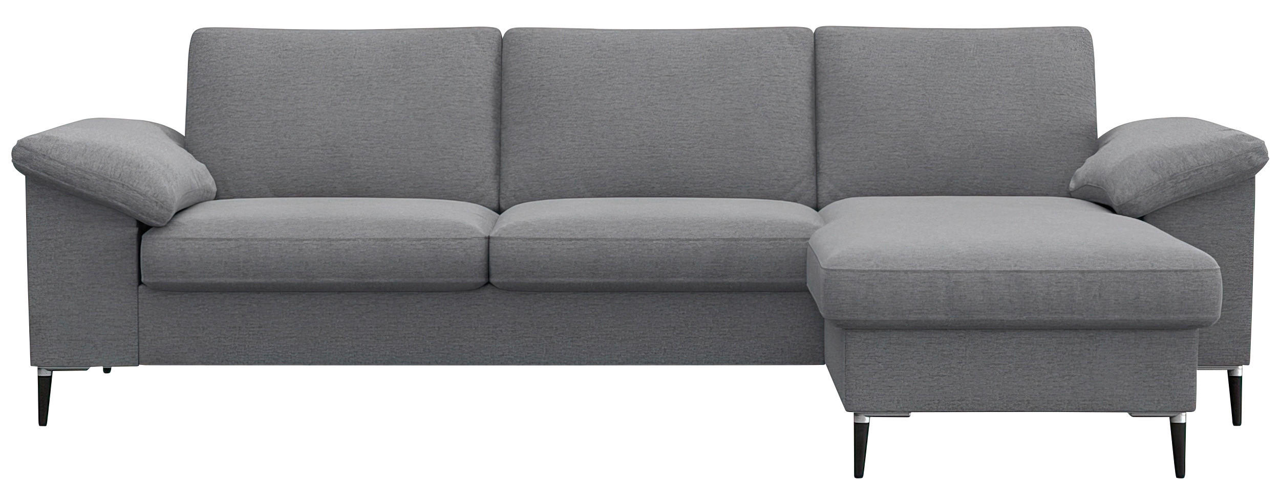 ECKSOFA Grau Flachgewebe - Alufarben/Schwarz, Design, Textil/Metall (242/159cm) - Livetastic