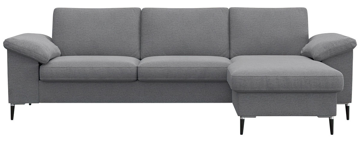 ECKSOFA Grau Flachgewebe  - Alufarben/Schwarz, Design, Textil/Metall (242/159cm) - Livetastic